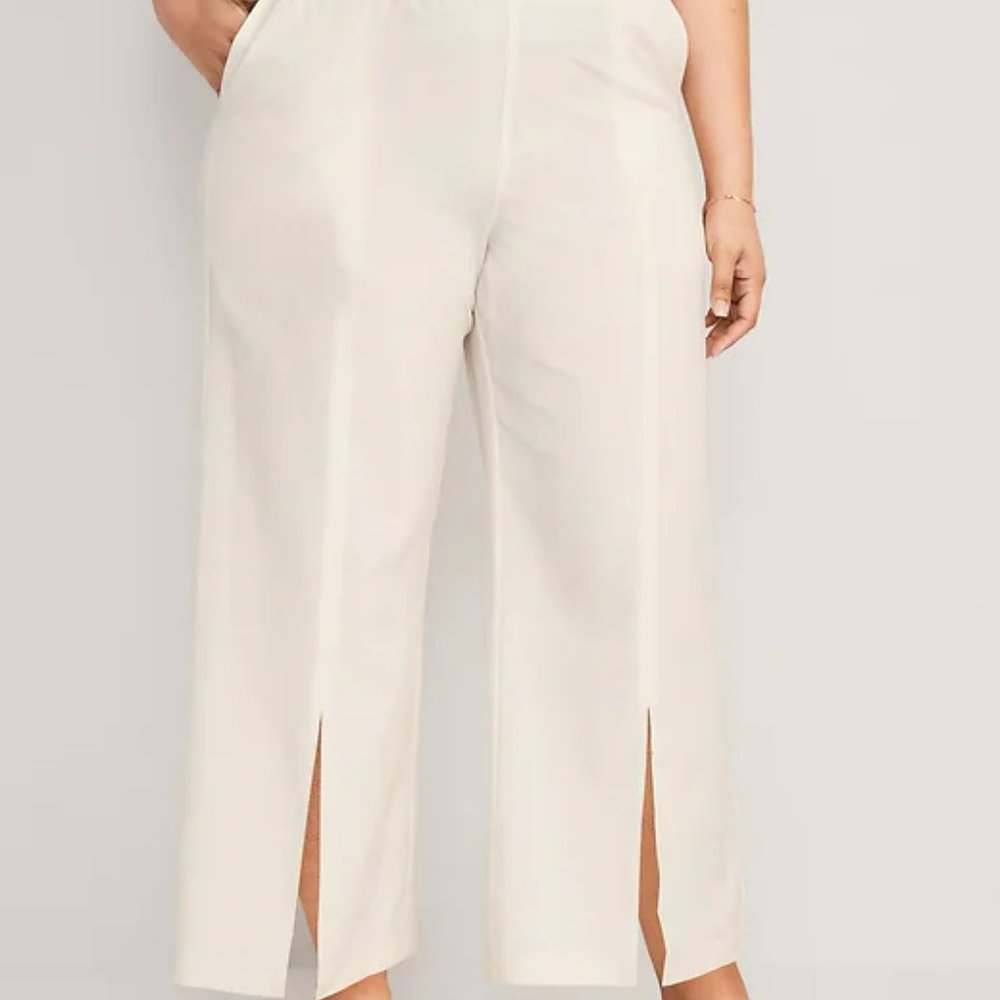 High-Waisted StretchTech Split-Front Wide-Leg Pants
